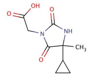 (4-cyclopropyl-4-methyl-2,5-dioxoimidazolidin-1-yl)acetic acid - chemical structure image