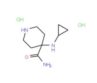 4-(cyclopropylamino)piperidine-4-carboxamide dihydrochloride - chemical structure image