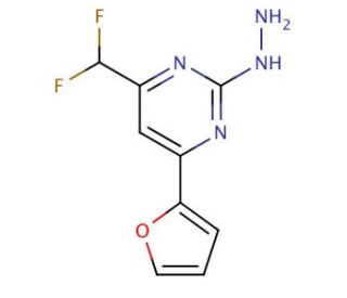 4-(Difluoromethyl)-6-(2-furyl)-2-hydrazinopyrimidine (CAS 869946-84-9) - chemical structure image