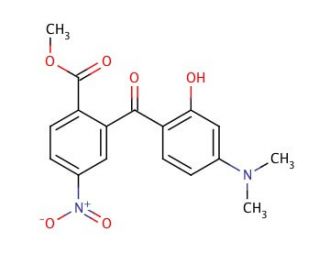 4-Dimethylamino-2-hydroxy-2&prime;-methoxycarbonyl-5&prime;-nitrobenzophenone (CAS 159435-02-6) - chemical structure image