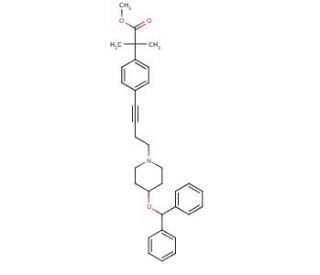 4-[Diphenylmethoxy)-1-piperidinyl]-1-[4-[(1-methyl-1-methoxycarbonyl)ethyl]phenyl]butyne - chemical structure image