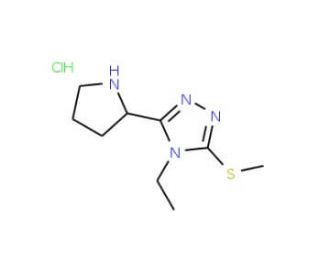 4-Ethyl-3-methylsulfanyl-5-pyrrolidin-2-yl-4H-[1,2,4]triazole hydrochloride - chemical structure image