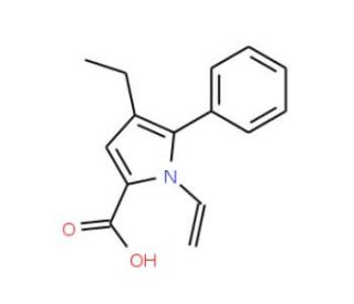 4-Ethyl-5-phenyl-1-vinyl-1H-pyrrole-2-carboxylic acid (CAS 131172-70-8) - chemical structure image