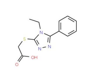 [(4-ethyl-5-phenyl-4H-1,2,4-triazol-3-yl)thio]acetic acid (CAS 305337-11-5) - chemical structure image