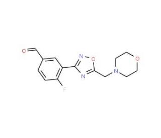 4-Fluoro-3-[5-(morpholin-4-ylmethyl)-1,2,4-oxadiazol-3-yl]benzaldehyde - chemical structure image