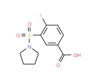 4-fluoro-3-(pyrrolidin-1-ylsulfonyl)benzoic acid - chemical structure image