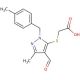 {[4-formyl-3-methyl-1-(4-methylbenzyl)-1H-pyrazol-5-yl]thio}acetic acid - chemical structure image