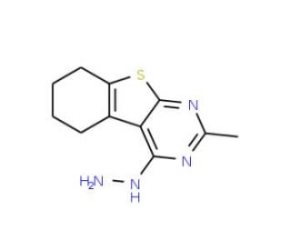 4-hydrazino-2-methyl-5,6,7,8-tetrahydro[1]benzothieno[2,3-d]pyrimidine (CAS 77995-54-1) - chemical structure image