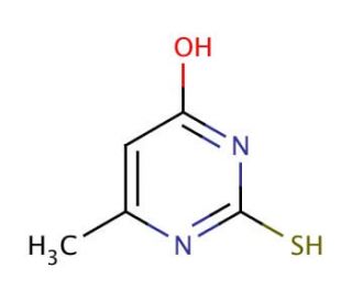 4-Hydroxy-2-mercapto-6-methylpyrimidine (CAS 56-04-2) - chemical structure image