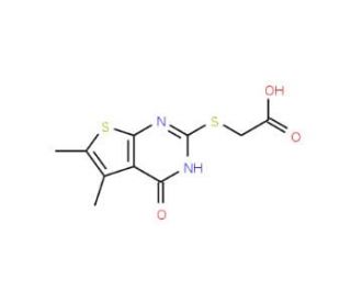(4-Hydroxy-5,6-dimethyl-thieno[2,3-d]pyrimidin-2-ylsulfanyl)-acetic acid (CAS 54968-60-4) - chemical structure image