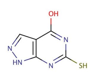 4-Hydroxy-6-mercaptopyrazolo[3,4-d]pyrimidine (CAS 24521-76-4) - chemical structure image