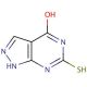 4-Hydroxy-6-mercaptopyrazolo[3,4-d]pyrimidine (CAS 24521-76-4) - chemical structure image