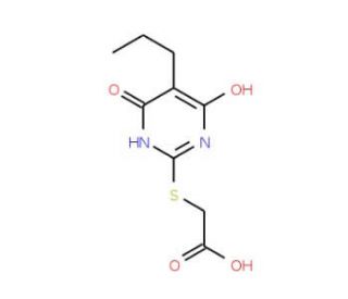 (4-Hydroxy-6-oxo-5-propyl-1,6-dihydro-pyrimidin-2-ylsulfanyl)-acetic acid - chemical structure image