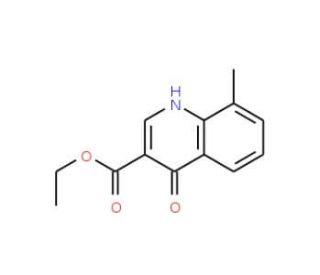 4-Hydroxy-8-methylquinoline-3-carboxylic acid ethyl ester (CAS 77156-75-3) - chemical structure image
