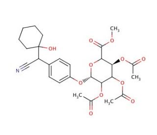 4-Hydroxy-&alpha;-(1-hydroxycyclohexyl)benzeneacetonitrile 2,3,4-Tri-O-acetyl-&beta;-D-glucuronide Methyl Ester - chemical structure ima