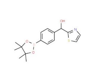 4-(Hydroxy(thiazol-2-yl)methyl)phenylboronic acid, pinacol ester (CAS 1073371-73-9) - chemical structure image