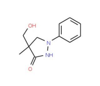4-Hydroxymethyl-4-methyl-1-phenyl-3-pyrazolidone (CAS 13047-13-7) - chemical structure image