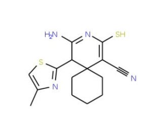 4-imino-2-mercapto-5-(4-methyl-1,3-thiazol-2-yl)-3-azaspiro[5.5]undec-1-ene-1-carbonitrile - chemical structure image