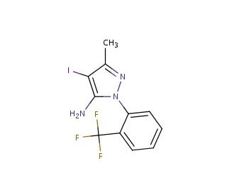 4-iodo-3-methyl-1-[2-(trifluoromethyl)phenyl]-1H-pyrazol-5-amine - chemical structure image
