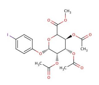 4-Iodophenyl 2,3,4-Tri-O-acetyl-β-D-glucuronide Methyl Ester (CAS 490028-18-7) - chemical structure image