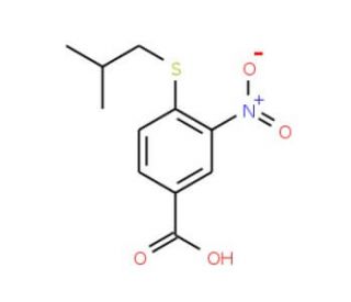 4-(isobutylthio)-3-nitrobenzoic acid - chemical structure image