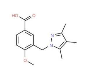 4-Methoxy-3-[(3,4,5-trimethyl-1H-pyrazol-1-yl)-methyl]benzoic acid - chemical structure image