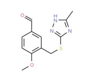 4-Methoxy-3-{[(3-methyl-1H-1,2,4-triazol-5-yl)-thio]methyl}benzaldehyde - chemical structure image