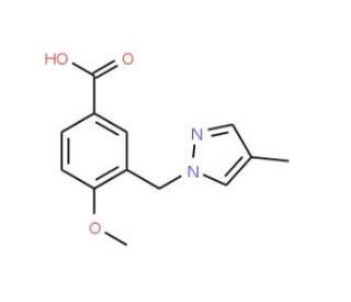 4-Methoxy-3-[(4-methyl-1H-pyrazol-1-yl)methyl]-benzoic acid - chemical structure image