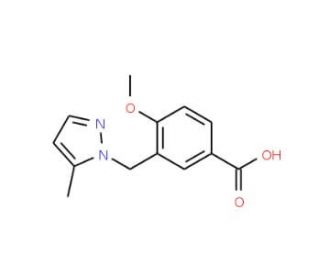 4-Methoxy-3-[(5-methyl-1H-pyrazol-1-yl)methyl]-benzoic acid - chemical structure image