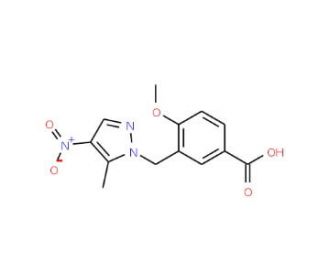4-Methoxy-3-[(5-methyl-4-nitro-1H-pyrazol-1-yl)-methyl]benzoic acid - chemical structure image