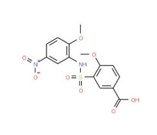 4-Methoxy-3-(2-methoxy-5-nitro-phenylsulfamoyl)-benzoic acid - chemical structure image