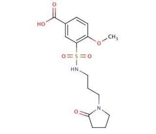 4-methoxy-3-({[3-(2-oxopyrrolidin-1-yl)propyl]amino}sulfonyl)benzoic acid - chemical structure image