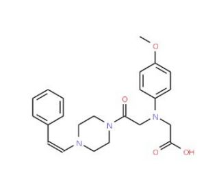 [(4-Methoxyphenyl)(2-oxo-2-{4-[(E)-2-phenylvinyl]-piperazin-1-yl}ethyl)amino]acetic acid - chemical structure image