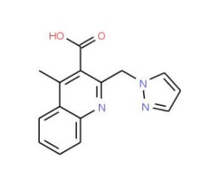 4-methyl-2-(1H-pyrazol-1-ylmethyl)quinoline-3-carboxylic acid - chemical structure image