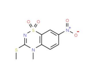 4-Methyl-3-methylthio-7-nitro-4H-1,2,4-benzothiadiazin-1,1-dioxide - chemical structure image