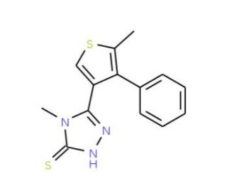 4-Methyl-5-(5-methyl-4-phenylthien-3-yl)-4H-1,2,4-triazole-3-thiol - chemical structure image