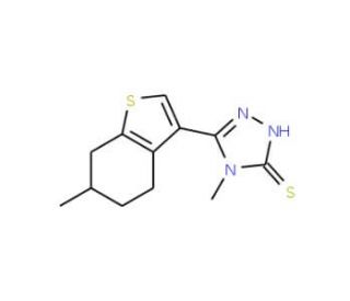 4-Methyl-5-(6-methyl-4,5,6,7-tetrahydro-1-benzothien-3-yl)-4H-1,2,4-triazole-3-thiol - chemical structure image
