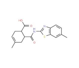 4-Methyl-6-(6-methyl-benzothiazol-2-ylcarbamoyl)-cyclohex-3-enecarboxylic acid - chemical structure image