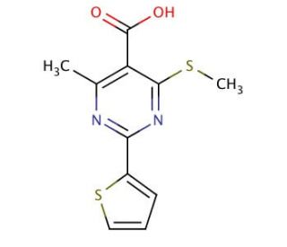 4-methyl-6-(methylthio)-2-thien-2-ylpyrimidine-5-carboxylic acid - chemical structure image