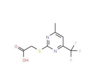 (4-Methyl-6-trifluoromethyl-pyrimidin-2-yl-sulfanyl)-acetic acid (CAS 88768-46-1) - chemical structure image