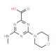 4-Methylamino-6-morpholin-4-yl-[1,3,5]triazine-2-carboxylic acid (CAS 585557-38-6) - chemical structure image