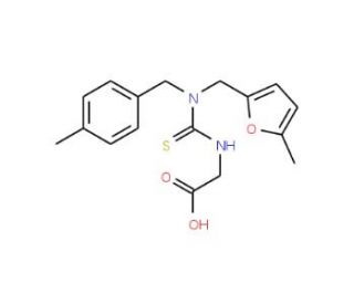 [({(4-Methylbenzyl)[(5-methyl-2-furyl)methyl]-amino}carbonothioyl)amino]acetic acid - chemical structure image