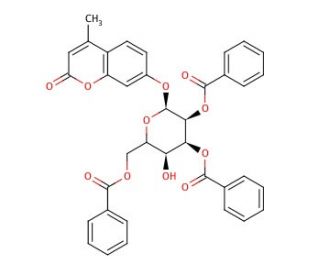 4-Methylumbelliferyl 2,3,6-Tri-O-benzoyl-&beta;-D-galactopyranoside - chemical structure image