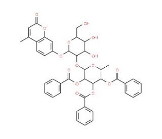 4-Methylumbelliferyl 2-O-(2,3,4-Tri-O-benzoyl-&alpha;-L-fucopyranosyl)-&beta;-D-galactopyranoside - chemical structure image
