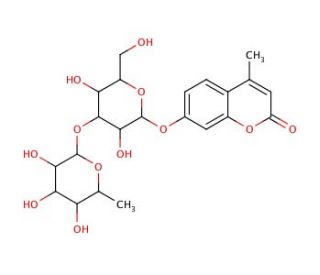 4-Methylumbelliferyl 3-O-(&alpha;-L-Fucopyranosyl)-&beta;-D-galactopyranoside (CAS 296776-06-2) - chemical structure image
