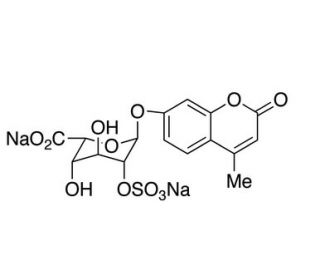 4-Methylumbelliferyl &alpha;-L-Idopyranosiduronic Acid 2-Sulfate Disodium Salt (CAS 1045020-74-3) - chemical structure image