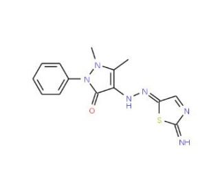 4-[N&prime;-(2-Imino-2H-thiazol-5-ylidene)-hydrazino]-1,5-dimethyl-2-phenyl-1,2-dihydro-pyrazol-3-one - chemical structure image