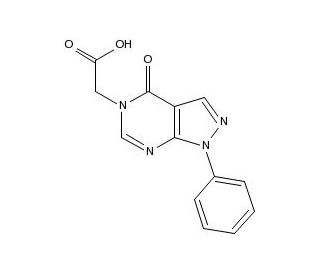 (4-oxo-1-phenyl-1,4-dihydro-5H-pyrazolo[3,4-d]pyrimidin-5-yl)acetic acid - chemical structure image