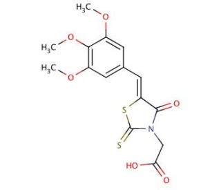 [4-Oxo-2-thioxo-5-(3,4,5-trimethoxy-benzylidene)-thiazolidin-3-yl]-acetic acid - chemical structure image