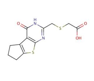 {[(4-oxo-3,5,6,7-tetrahydro-4H-cyclopenta[4,5]thieno[2,3-d]pyrimidin-2-yl)methyl]thio}acetic acid - chemical structure image